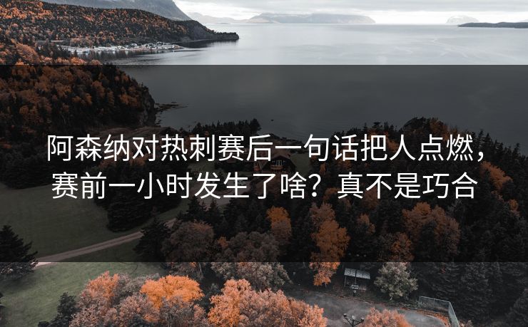 阿森纳对热刺赛后一句话把人点燃，赛前一小时发生了啥？真不是巧合