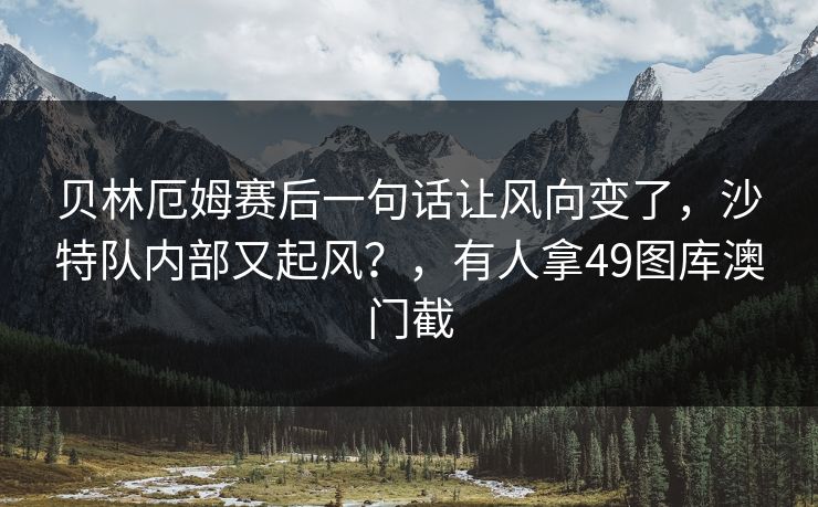 贝林厄姆赛后一句话让风向变了，沙特队内部又起风？，有人拿49图库澳门截